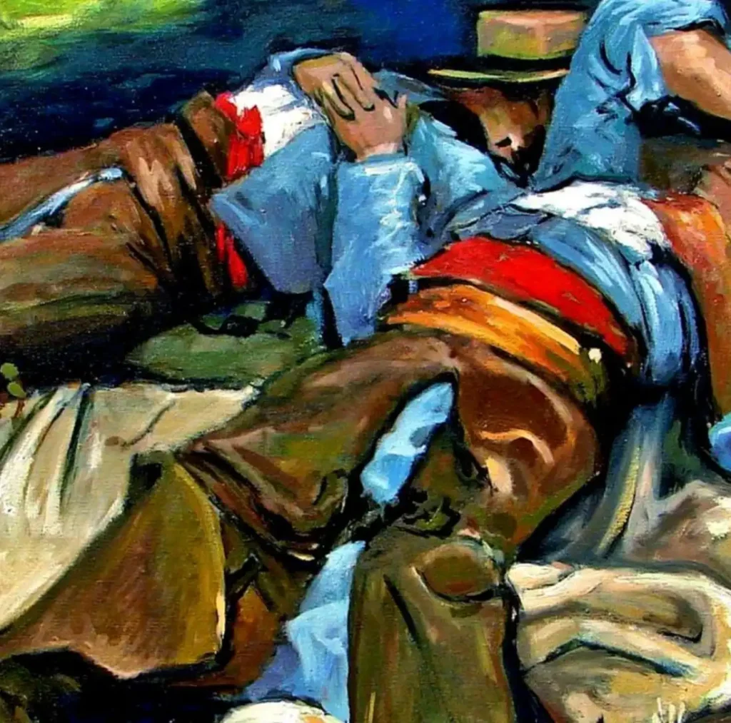 Siesta en el campo. Óleo sobre lienzo